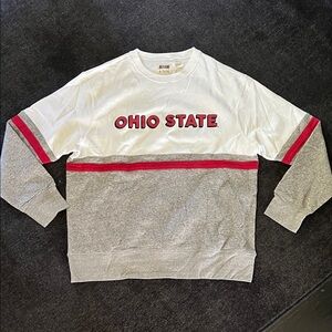 Ohio State Men's White and Gray crew neck Sweatshirt